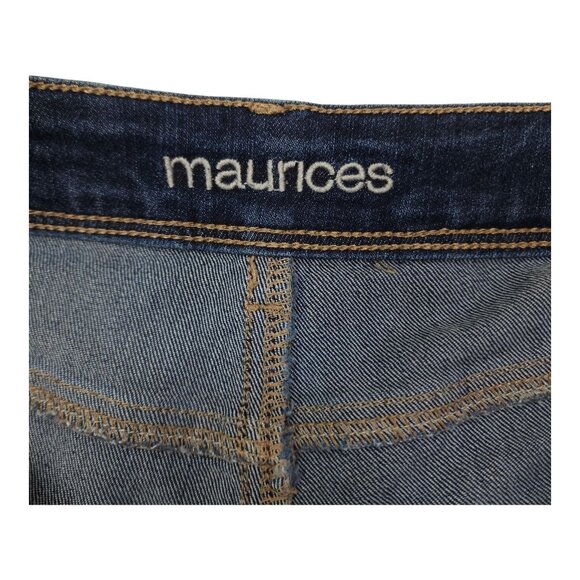 Maurices Womens 7/8 Short Flare Jeans In Dark Wash Denim Stretch Cotton Blend - Picture 5 of 10